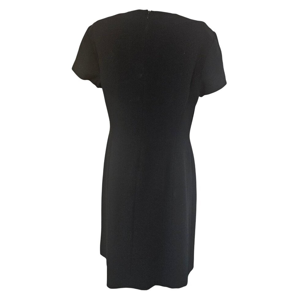 Talbots Petites Black Sheath Dress Womens 12 Short Sleeve V Neck Lined Career - Picture 3 of 9